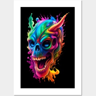 Demon skull color explosion Posters and Art